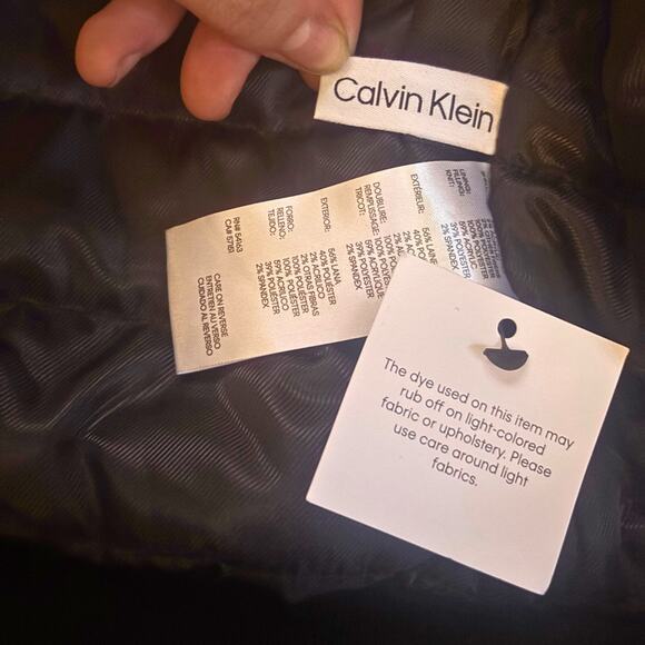 Calvin Klein Black Wool Bomber Jacket Men’s L – Quilted Lining - Picture 8 of 8